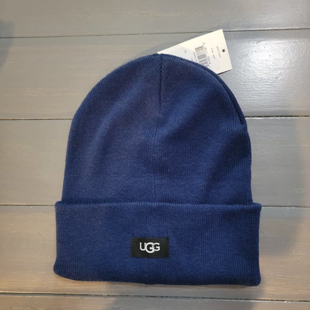 UGG Men's Blue Polyester Blend Knit Cuff Winter Beanie Hat - Picture 3 of 10